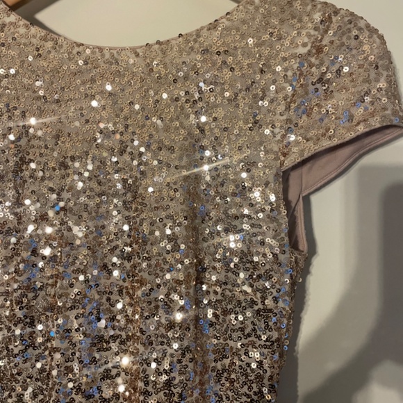 Rose Gold Sequin Low Back Dress - Picture 2 of 6